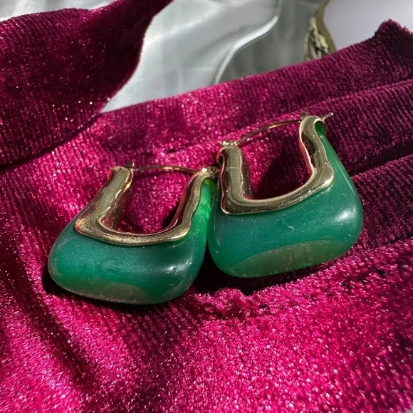 Anthropologie Gold and Green Statement Earrings - Picture 11 of 13